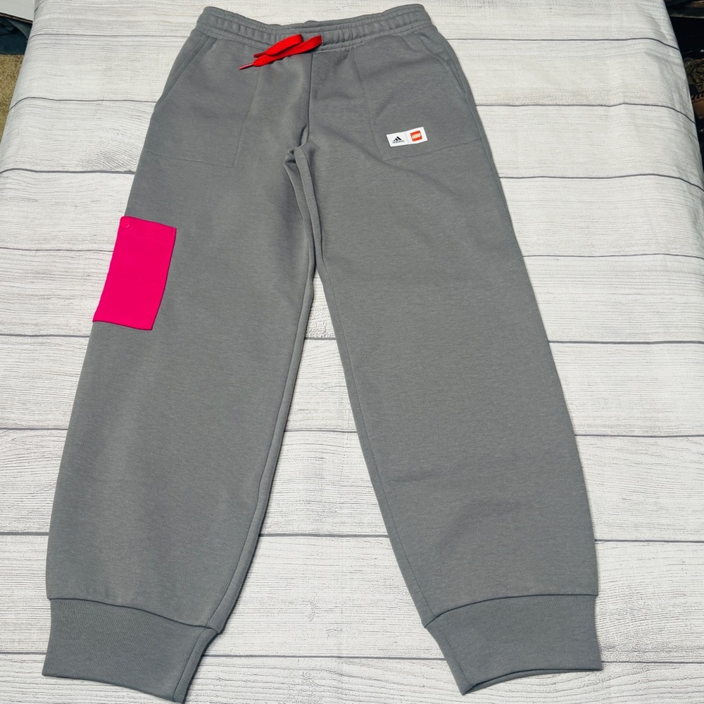 Adidas Lego Girls Multi Sport Sweatpants‎ Mystery Gray Real Magenta Medium NWT